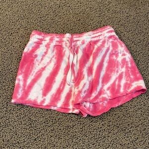 Sundown by Splendid Pink & White Tie Dye Drawstring Shorts Size Small- Like New